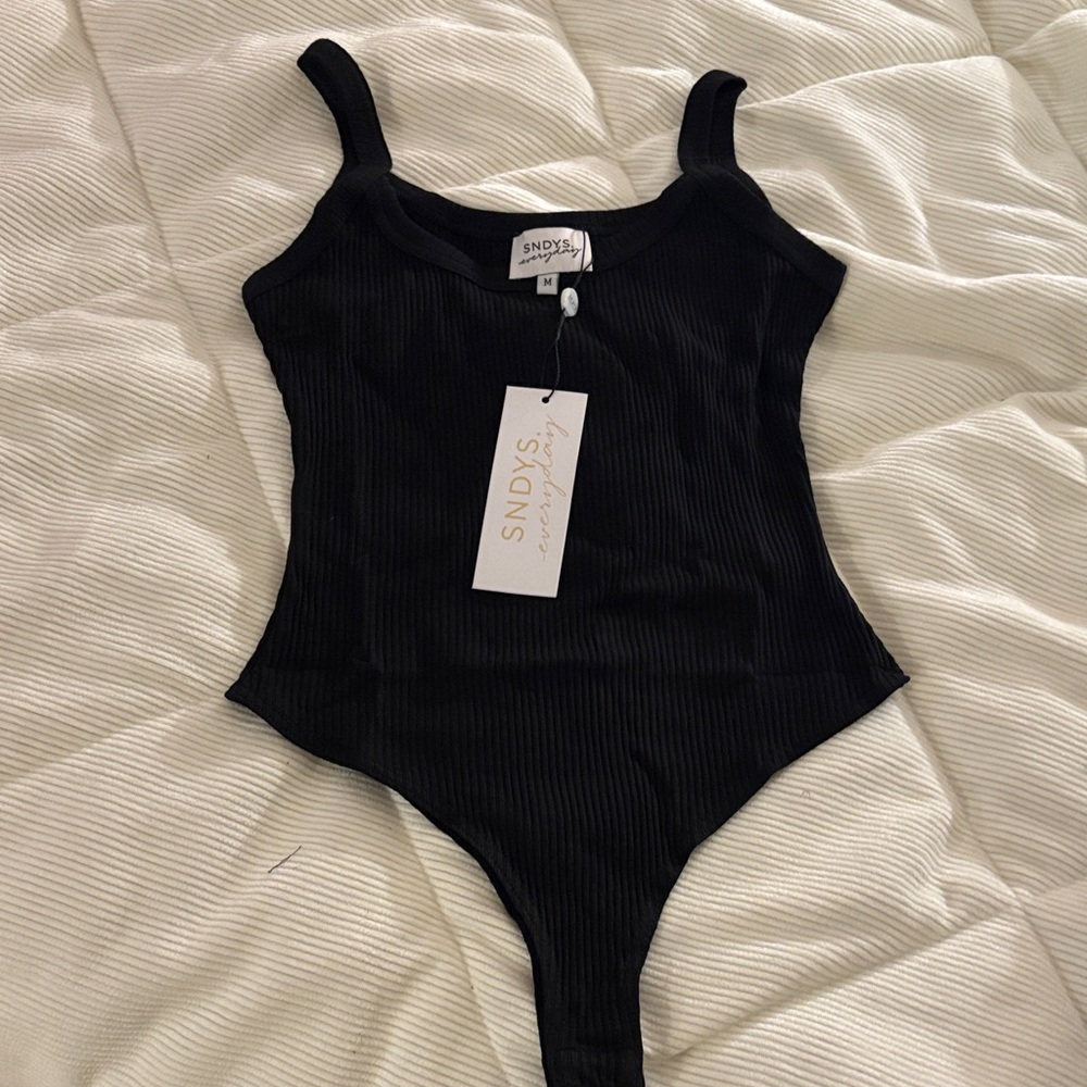 SNDYS Black Ribbed Kids One-Piece Bodysuit